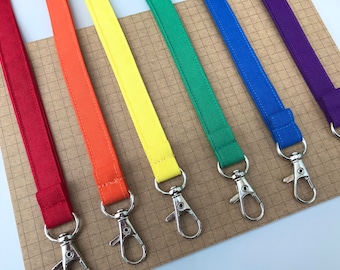 Red Orange Yellow Green Blue Purple skinny fabric lanyard