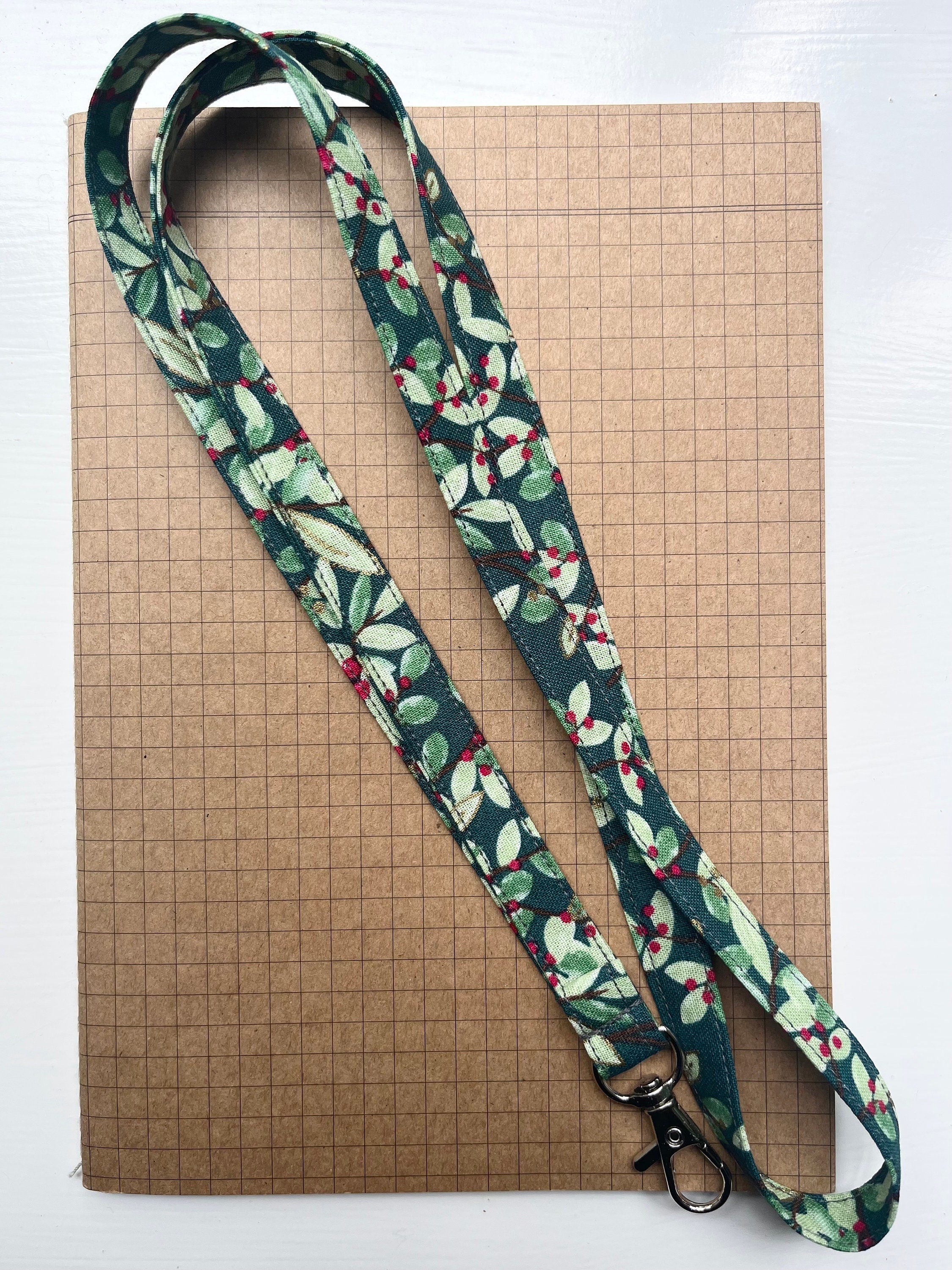 Winter foliage fabric lanyard