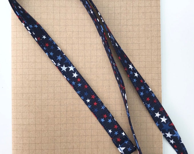Patriotic skinny fabric lanyard
