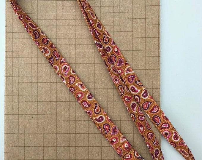 Ochre/ mustard paisley fabric lanyard