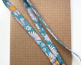 Organic cotton - Daisy Chain Wild Dreams fabric skinny lanyard