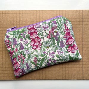 Porta-moedas/porta-cartões - Tecido Liberty Foxglove