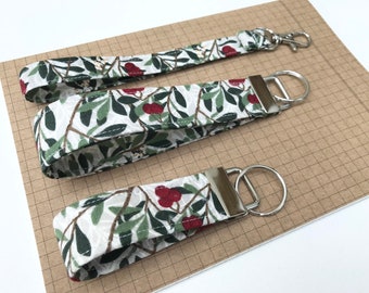 Keyfob or wristlet key chain - William Morris berry fabric