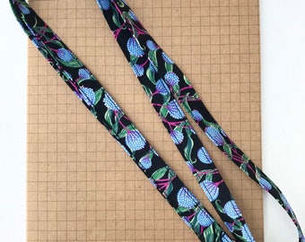 Blue berries skinny fabric lanyard