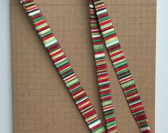 Gold & red stripe fabric lanyard