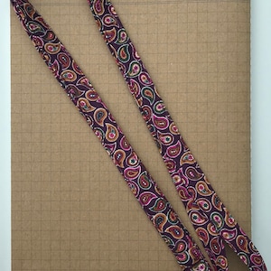 Plum paisley fabric lanyard