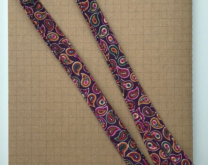 Plum paisley fabric lanyard