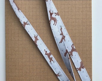 Reindeer skinny fabric lanyard