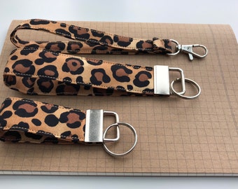 Keyfob or wristlet key chain - Animal print fabric