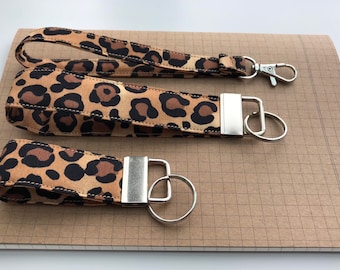 Keyfob or wristlet key chain - Animal print fabric