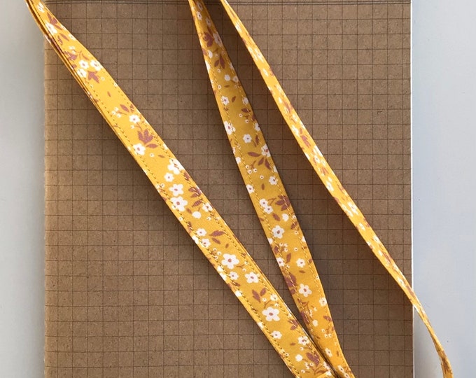Lanyard - Mustard flower skinny fabric lanyard