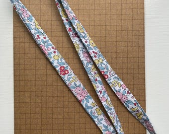 Liberty Cottage Garden - Forget me not Blossom fabric skinny lanyard