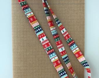 Christmas stripe fabric lanyard