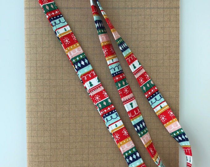 Christmas stripe fabric lanyard