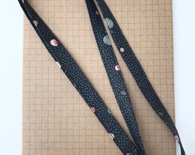 Dark grey pumpkin fabric skinny lanyard