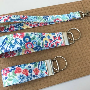 Keyfob or wristlet key chain - Riviera Shell Garden fabric