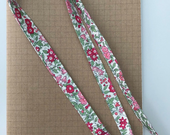 Liberty Cottage Garden - Forget me not Pink fabric skinny lanyard