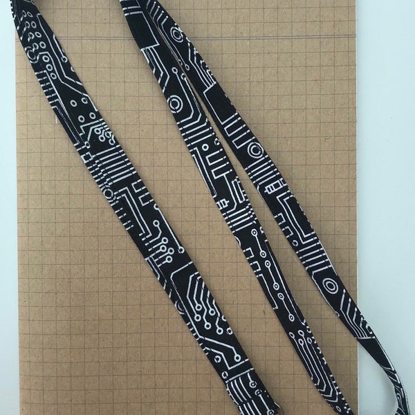 Monochrome circuit board fabric lanyard