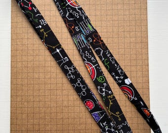 Chemistry flasks skinny fabric lanyard