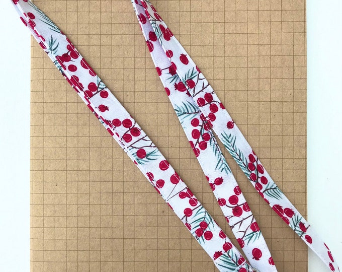 Red berry fabric lanyard