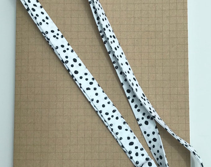 White & black Dalmatian fabric lanyard