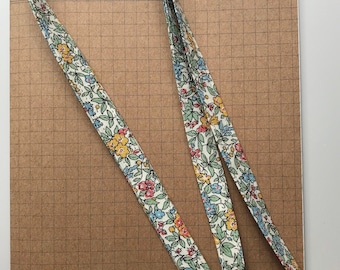 Liberty Cottage Garden - Forget me not multi fabric skinny lanyard