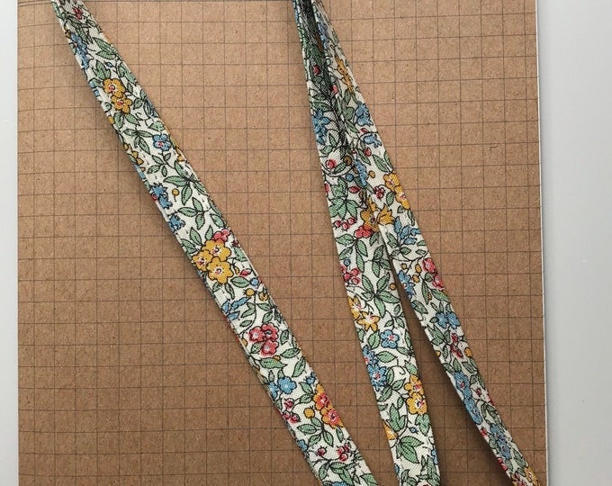 Liberty Cottage Garden - Forget me not multi fabric skinny lanyard