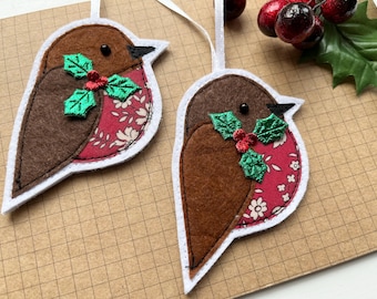 Liberty Robin felt Gift Embellishment, tree decoration