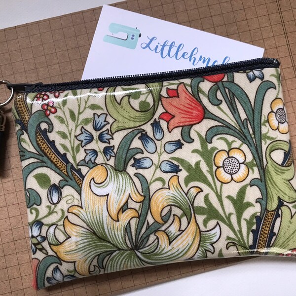 Coin purse/ card pouch - William Morris Golden Lily oilcloth fabric