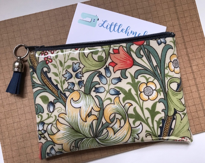 Coin purse/ card pouch - William Morris Golden Lily oilcloth fabric