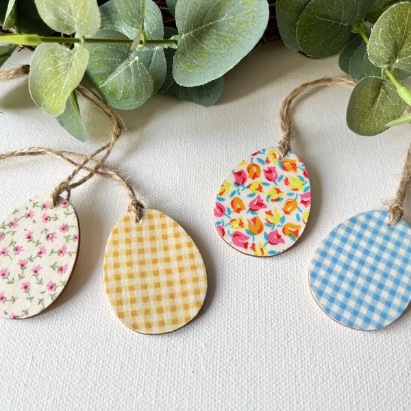 Easter Park/Picnic Themed Fabric Wooden Decoration, Spring Decor, Wooden Egg Decoration