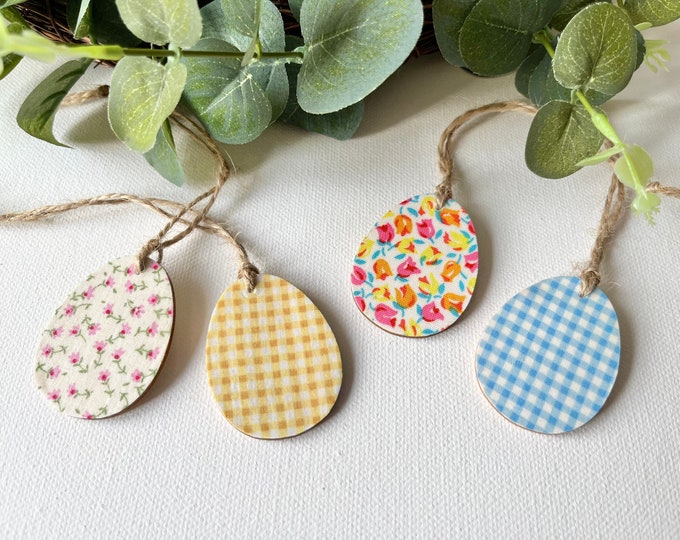 Easter Park/Picnic Themed Fabric Wooden Decoration, Spring Decor, Wooden Egg Decoration