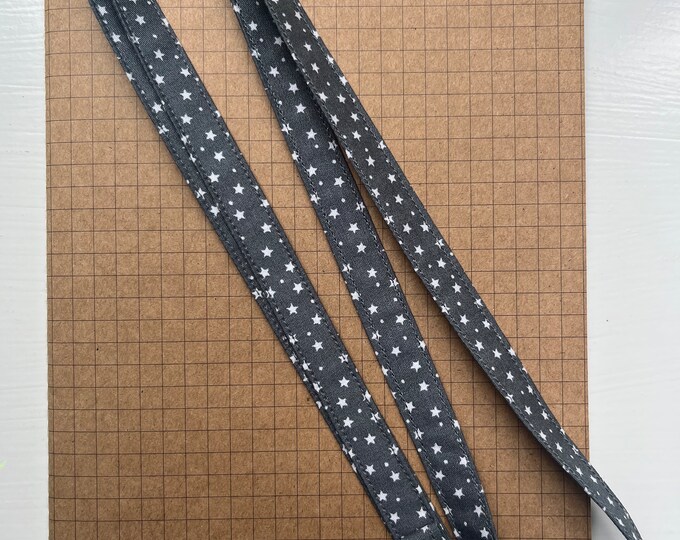 Little Stars - Grey skinny fabric lanyard