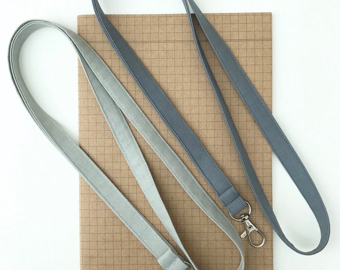 Minimalist grey skinny fabric lanyard