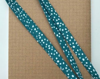 Teal BIG spots fabric lanyard