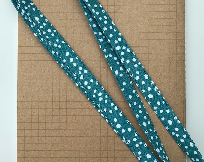 Teal BIG spots fabric lanyard