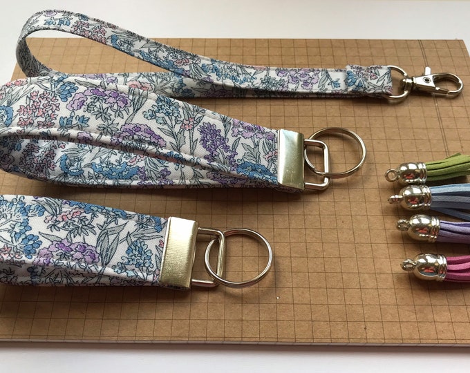 Keyfob or wristlet key chain - Liberty Yorkshire Meadow Spring fabric