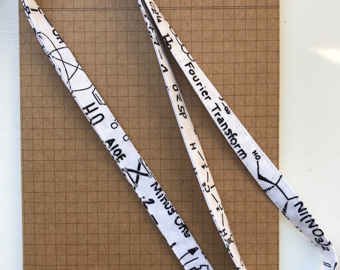 Scientific formulas skinny fabric lanyard