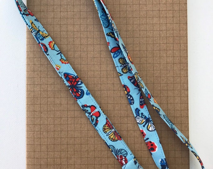 Butterfly Liberty skinny fabric lanyard