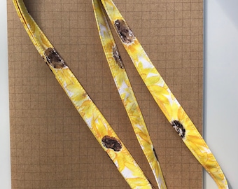 Sunflower skinny fabric lanyard