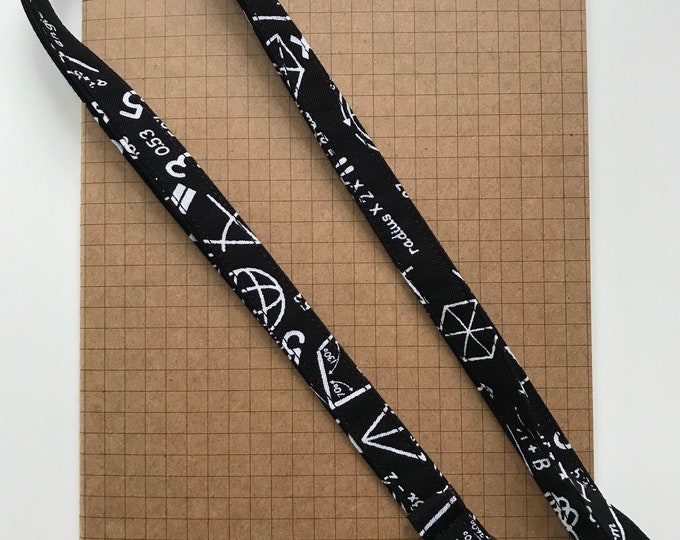 Monochrome angles/ geometry fabric lanyard