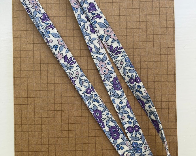 Liberty Cottage Garden - Forget me not Lilac Blossom fabric skinny lanyard