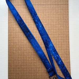 Blue night sky - fabric lanyard
