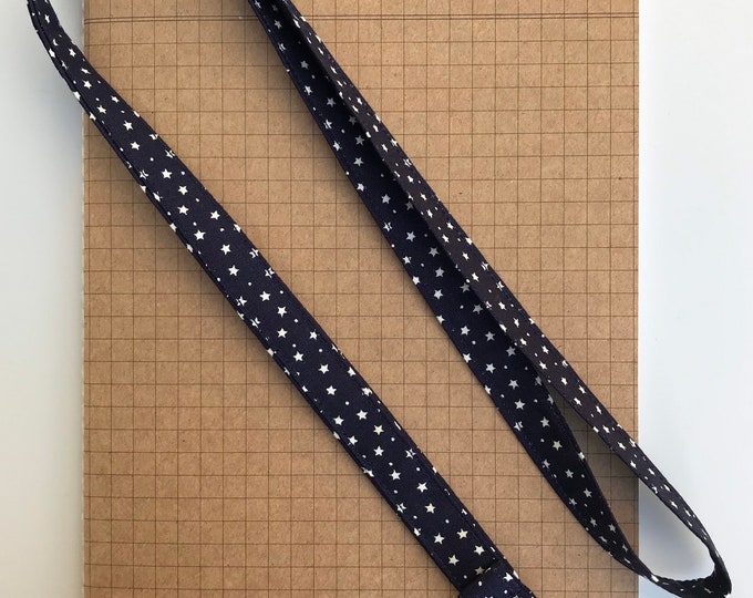 Little Stars - Navy blue skinny fabric lanyard