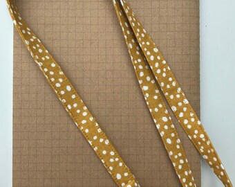 Mustard BIG spots fabric lanyard