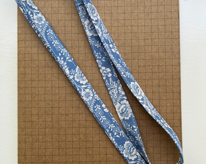 Lace Celeste blue floral fabric lanyard