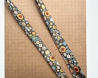 Lanyard - Fall/ Autumn sunflower fabric skinny lanyard