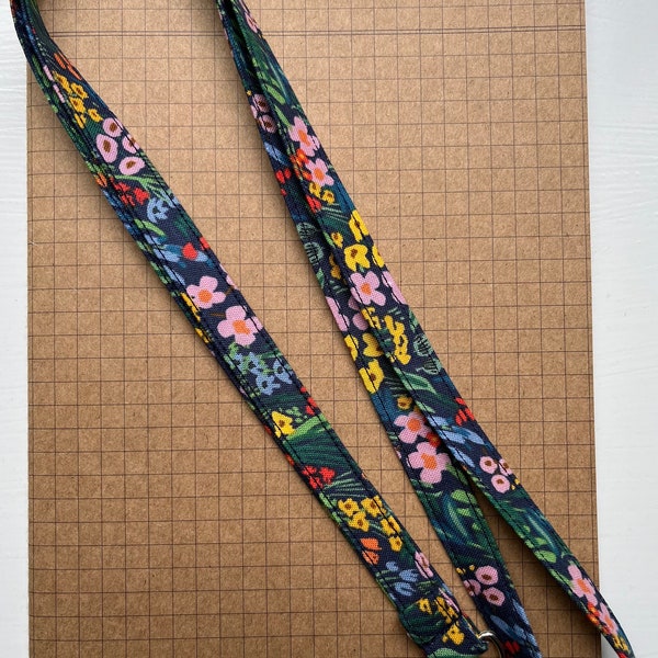 Rifle Paper Bramble Lea fabric skinny lanyard