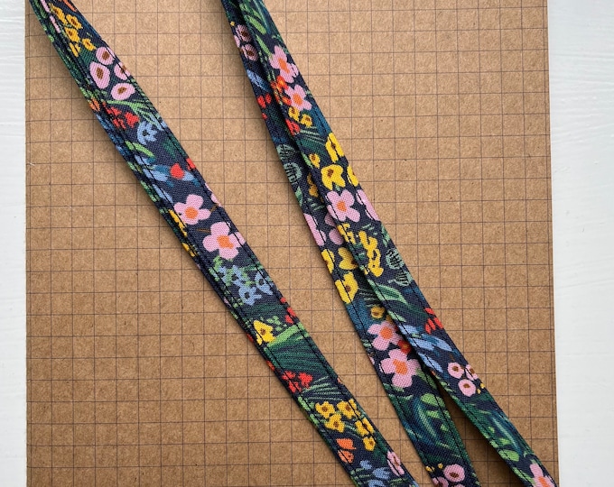 Rifle Paper Bramble Lea fabric skinny lanyard