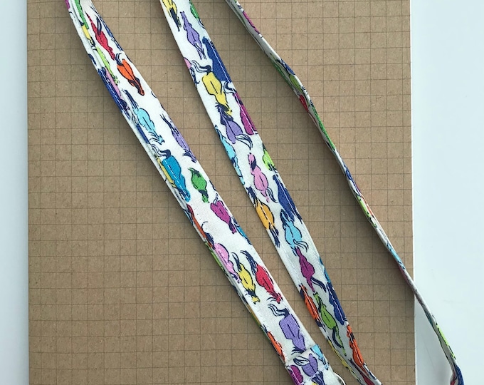 Rainbow horse fabric lanyard
